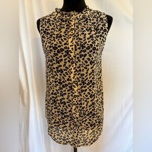 Doe & Rae leopard print button down tank top size medium NWT